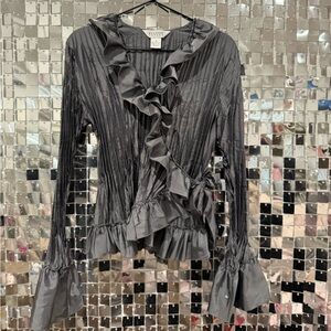 Allison Taylor Charcoal Ruffled Blouse